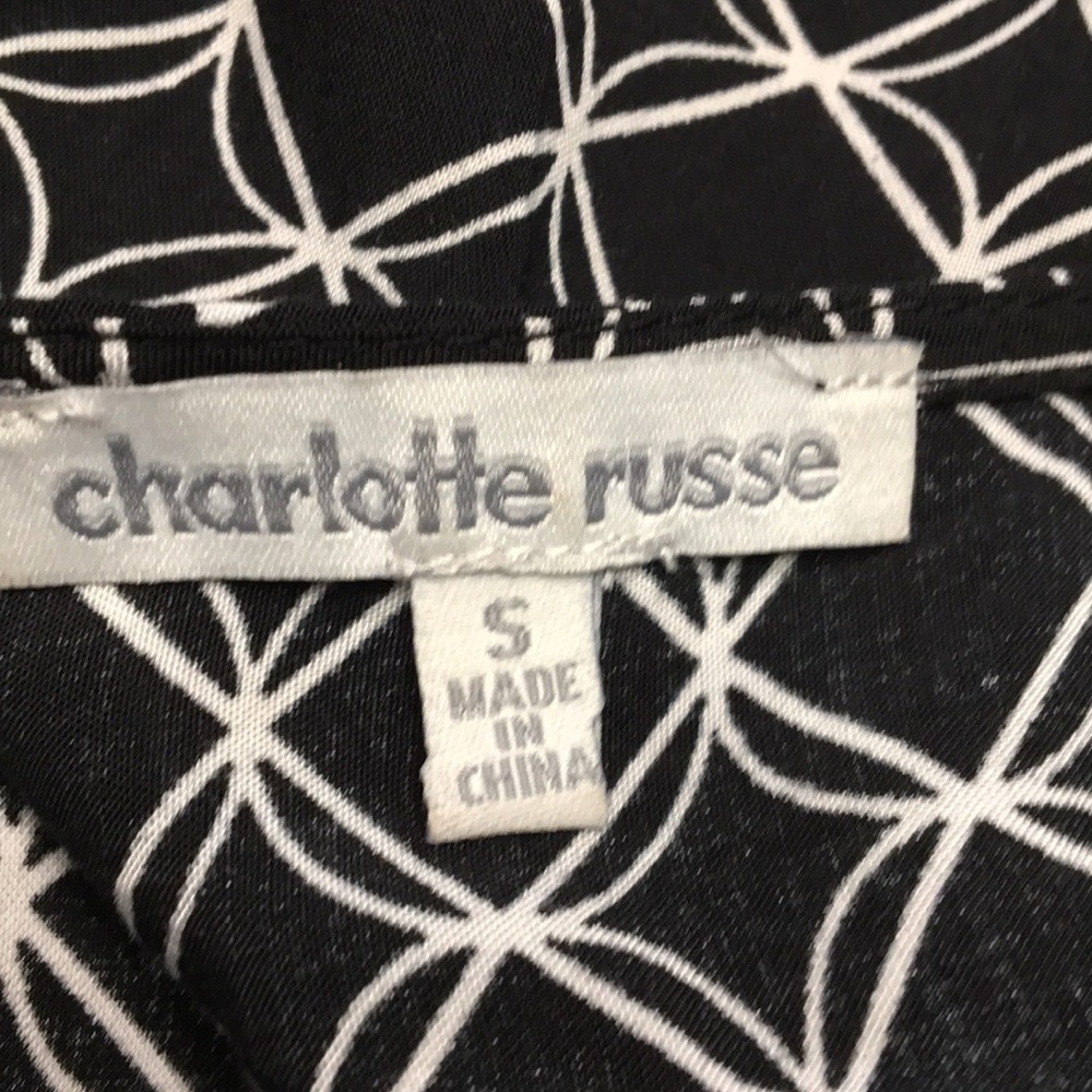 Charlotte Russe Black White Geometric Lattice Open Back Mini Dress Small D3072 - Picture 3 of 8